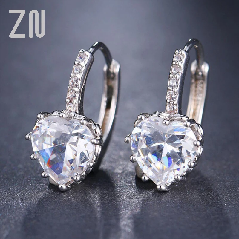 ZN New Cute Love Heart Crystal Stud Earrings Fashion CZ Rhinestone Jewelry Ear Accessories for Women Wedding Party Couple Gifts 
ZN New Cute Love Heart Crystal Stud Earrings Fashion CZ Rhinestone Jewelry Ear Accessories for Women Wedding Party Couple Gifts