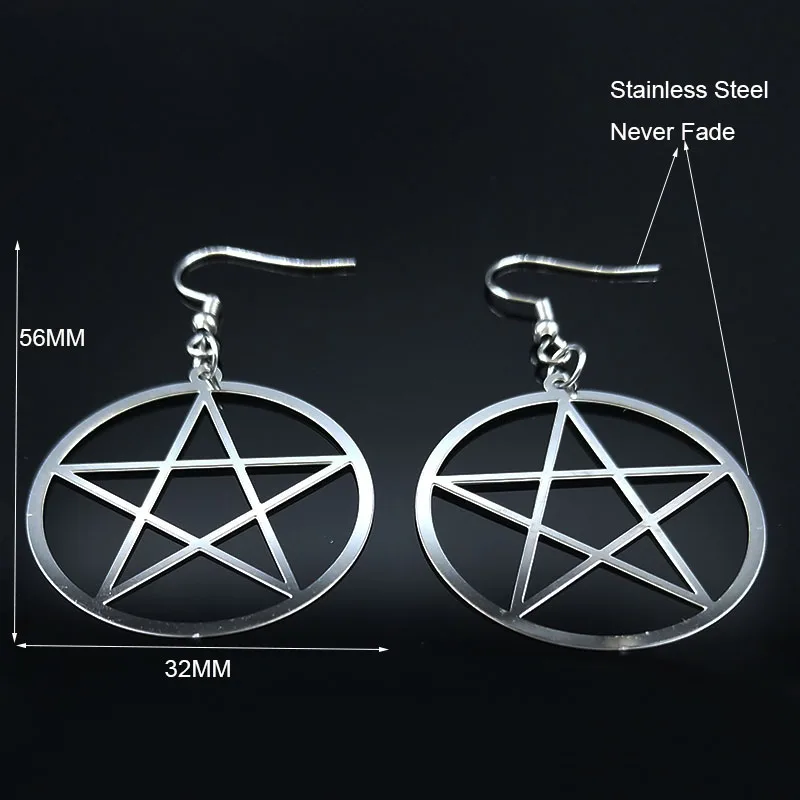 Witchcraft Pentagram Stainless Steel Drop Earrings Women Silver Color Earrings Jewelry pendientes acero inoxidable mujer E1531S2
Witchcraft Pentagram Stainless Steel Drop Earrings Women Silver Color Earrings Jewelry pendientes acero inoxidable mujer E1531S2