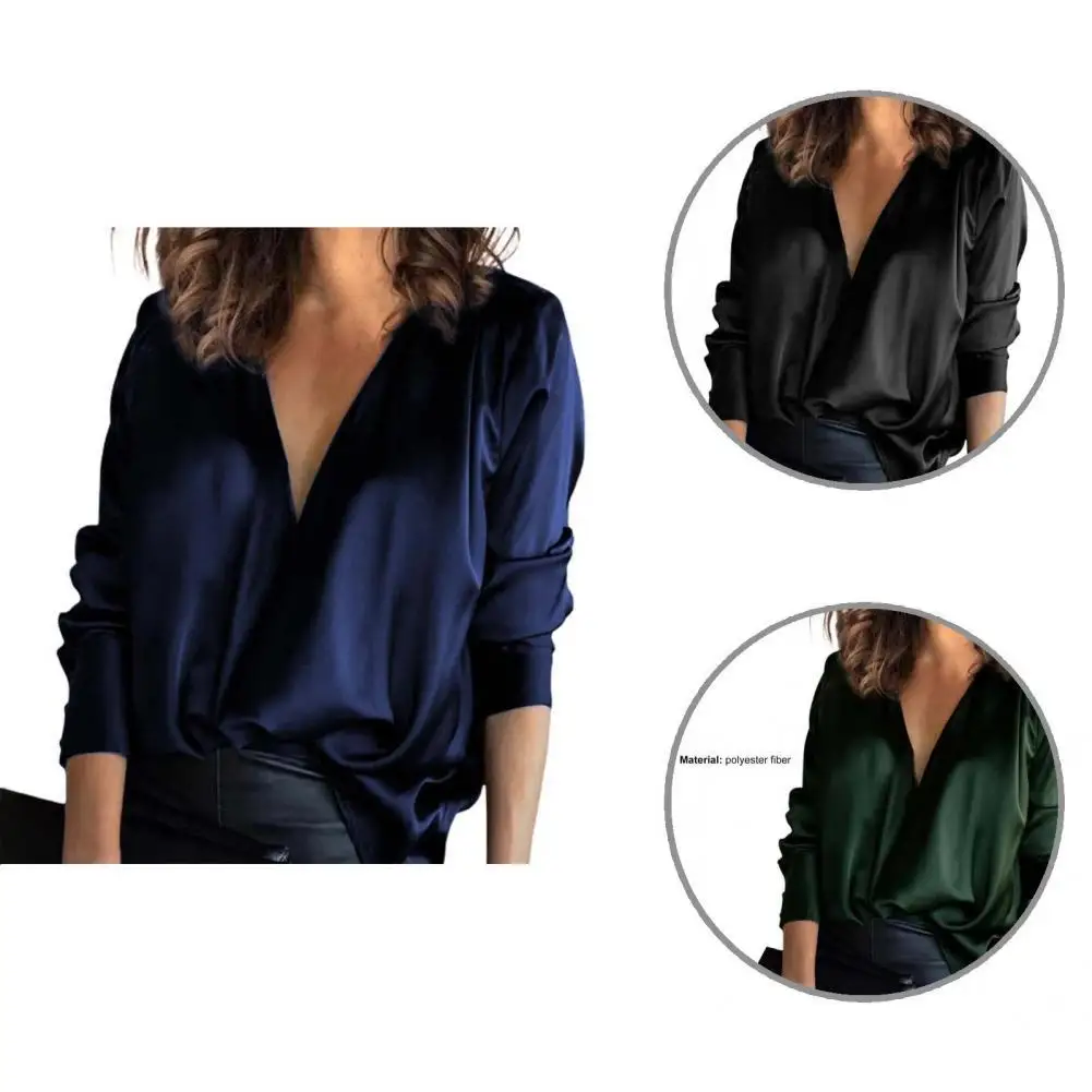 Женская офисная блузка с V-образным вырезом и длинным рукавом
Женская офисная блузка с V-образным вырезом и длинным рукавом