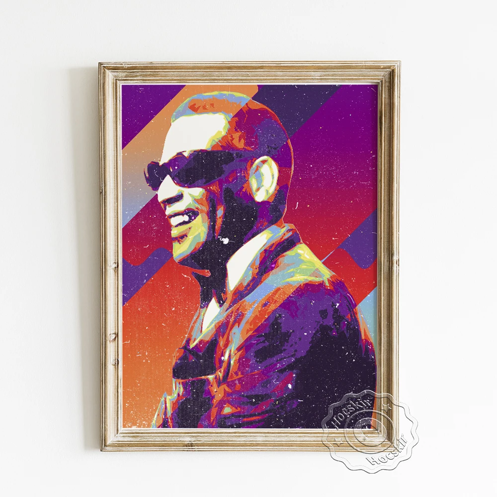 

Greatest Singer Ray Charles Art Prints Poster, RnB Soul Music Fans Club Collection, Star Portrait Modern Wall Picture Home Decor