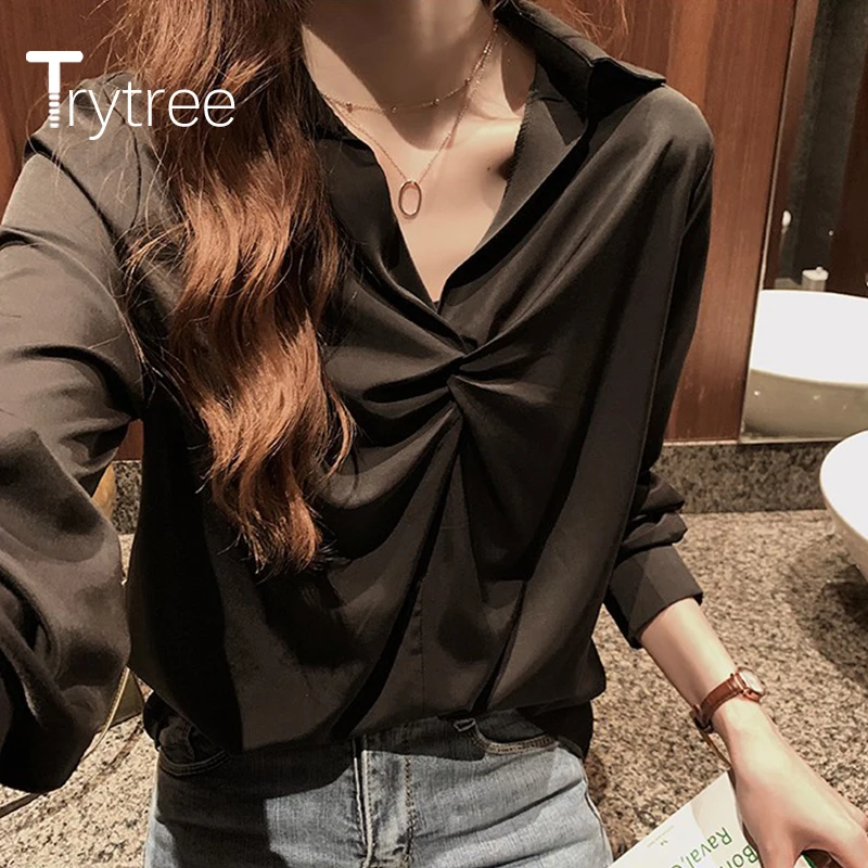 Trytree 2020 Spring Autumn Blouse Women Casual V-neck Loose Chiffon Solid 3 Color Elegant Blouse All-Purpose Style Blouse Tops
Trytree 2020 Spring Autumn Blouse Women Casual V-neck Loose Chiffon Solid 3 Color Elegant Blouse All-Purpose Style Blouse Tops