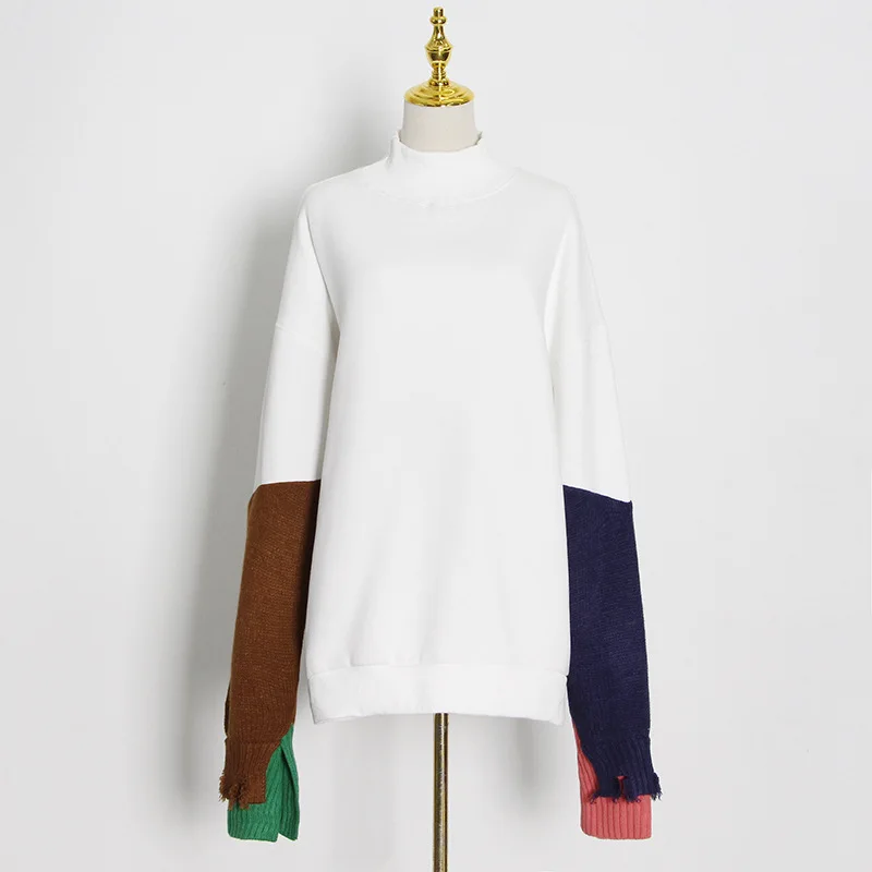 Europe Fashion Winter 2020 New Casual Stand Collar Hit Color Long Sleeve Stitching Knitted Loose Women Sweatshirt Aa63
Europe Fashion Winter 2020 New Casual Stand Collar Hit Color Long Sleeve Stitching Knitted Loose Women Sweatshirt Aa63