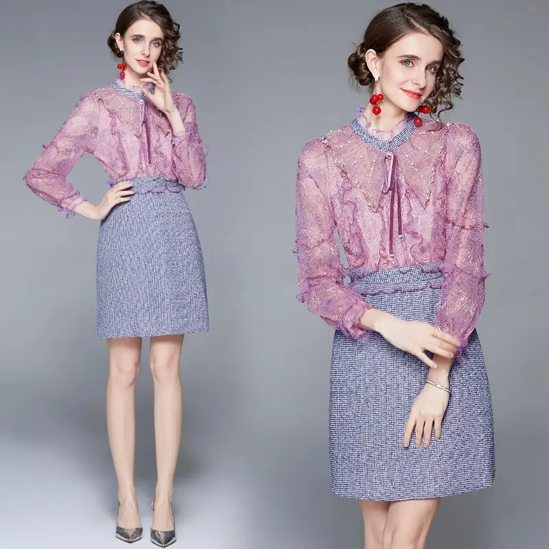 Women Ruffled Long Sleeve Ribbon Bow Short Elegant Vestidos Autumn Sweet Beading Embroidery Mesh Stitching Tweed Dress 916
Women Ruffled Long Sleeve Ribbon Bow Short Elegant Vestidos Autumn Sweet Beading Embroidery Mesh Stitching Tweed Dress 916