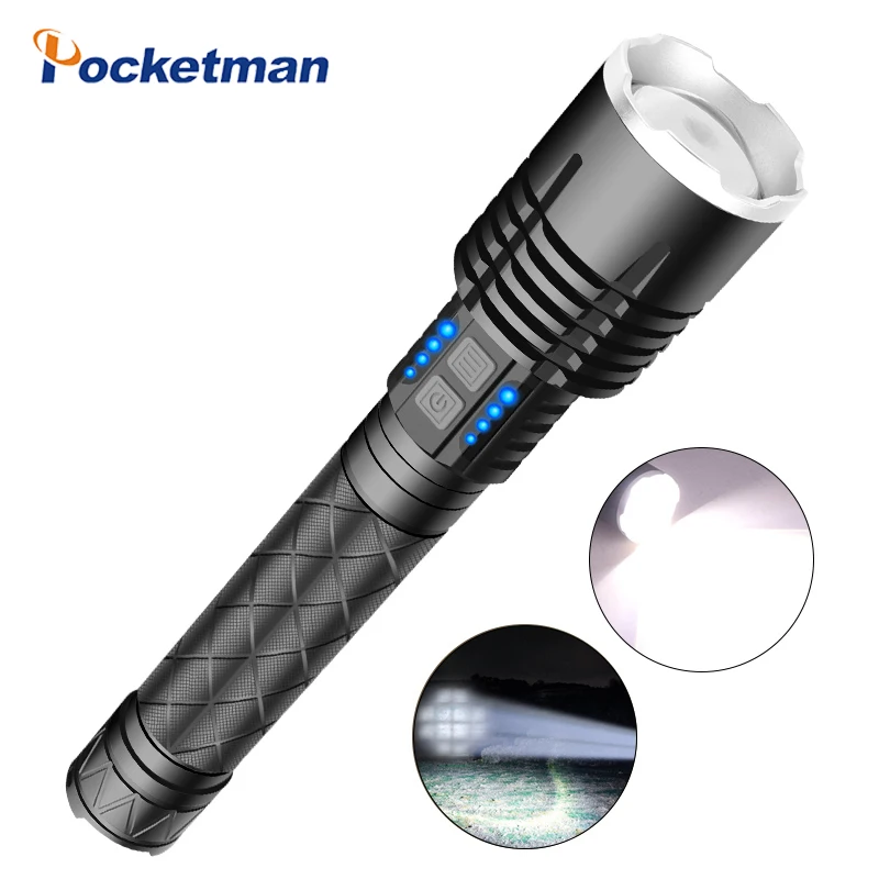 Super Bright XHP120 LED Flashlight Zoomable Torch USB Rechargeable Torch Waterproof Flashlight with Electric Display 
Super Bright XHP120 LED Flashlight Zoomable Torch USB Rechargeable Torch Waterproof Flashlight with Electric Display