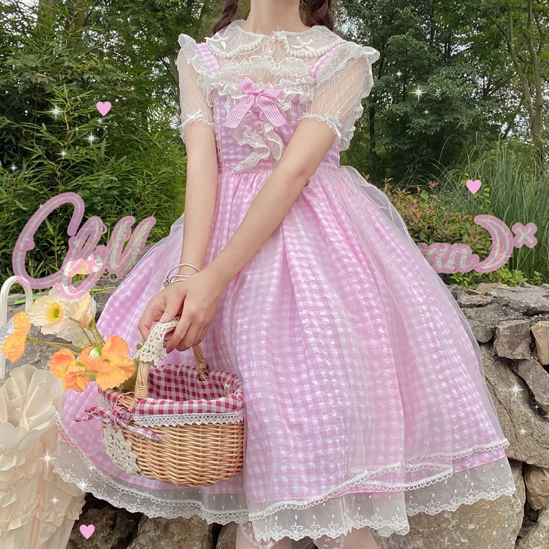 Kawaii Japanese Sweet Lolita Style Soft Girly Dress Vintage Square Collar Cartoon Cute Bow Sleeveless Ruffles Plaid JSK Dresses
Kawaii Japanese Sweet Lolita Style Soft Girly Dress Vintage Square Collar Cartoon Cute Bow Sleeveless Ruffles Plaid JSK Dresses