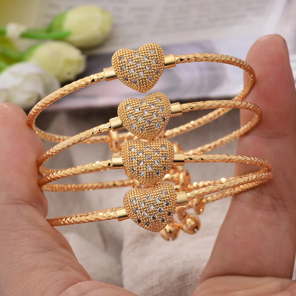 Gold Color Bangles For Girls Women Wedding Bridal Heart Braclets African Gold Inlaid stone Jewelry Bijoux Gifts
Gold Color Bangles For Girls Women Wedding Bridal Heart Braclets African Gold Inlaid stone Jewelry Bijoux Gifts
