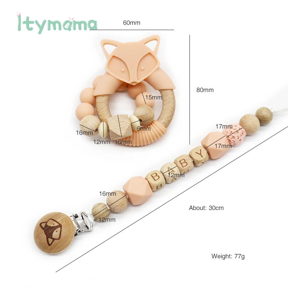 1Set Pacifier Clips Baby Toys Wooden Rattle Infant Baby Play Fox Baby Rattle Personalized Pacifier Chain Kids Silicone Teether
1Set Pacifier Clips Baby Toys Wooden Rattle Infant Baby Play Fox Baby Rattle Personalized Pacifier Chain Kids Silicone Teether