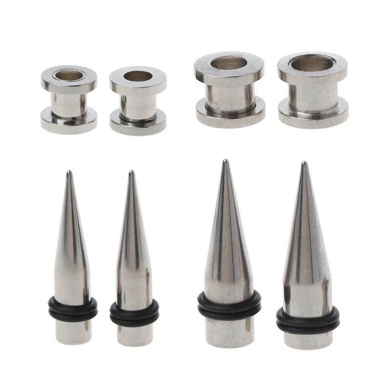 

2 Pairs 1g 7mm and 9mm 316L Stainless Steel Ear Eyelets Tapers and Tunnels Ear Studs Stretching Tools Kit Body Jewelry