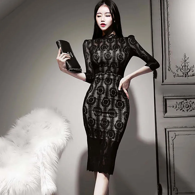 2020 spring new Korean style ladies temperament slim long lace see-through sleeves hip dress
2020 spring new Korean style ladies temperament slim long lace see-through sleeves hip dress