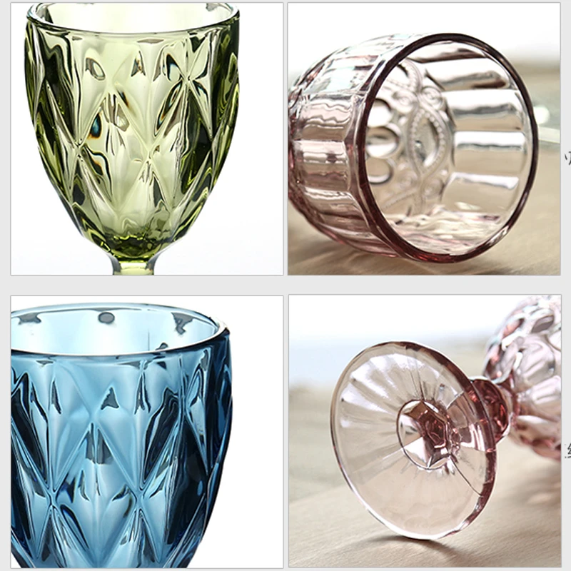 4 Piece Set Wine Glass Party Banquet Color Diamond Goblet Relief 300ml Wedding Glass Cup Restaurant Hotel Furniture Supplies 
4 Piece Set Wine Glass Party Banquet Color Diamond Goblet Relief 300ml Wedding Glass Cup Restaurant Hotel Furniture Supplies