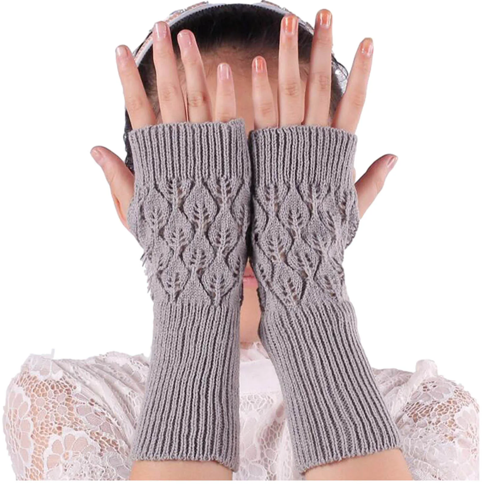 

Вязаные женские перчатки, теплые зимние женские перчатки без пальцев, мягкие Смешные Роскошные винтажные Хлопковые женские варежки в Корей...