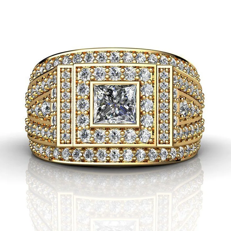 Classic Shiny Gold Plated Color Inlaid Sparkling Crystal Rhinestone Cubic Zircon Ring for Men's Party Jewelry Size 6-13
Classic Shiny Gold Plated Color Inlaid Sparkling Crystal Rhinestone Cubic Zircon Ring for Men's Party Jewelry Size 6-13