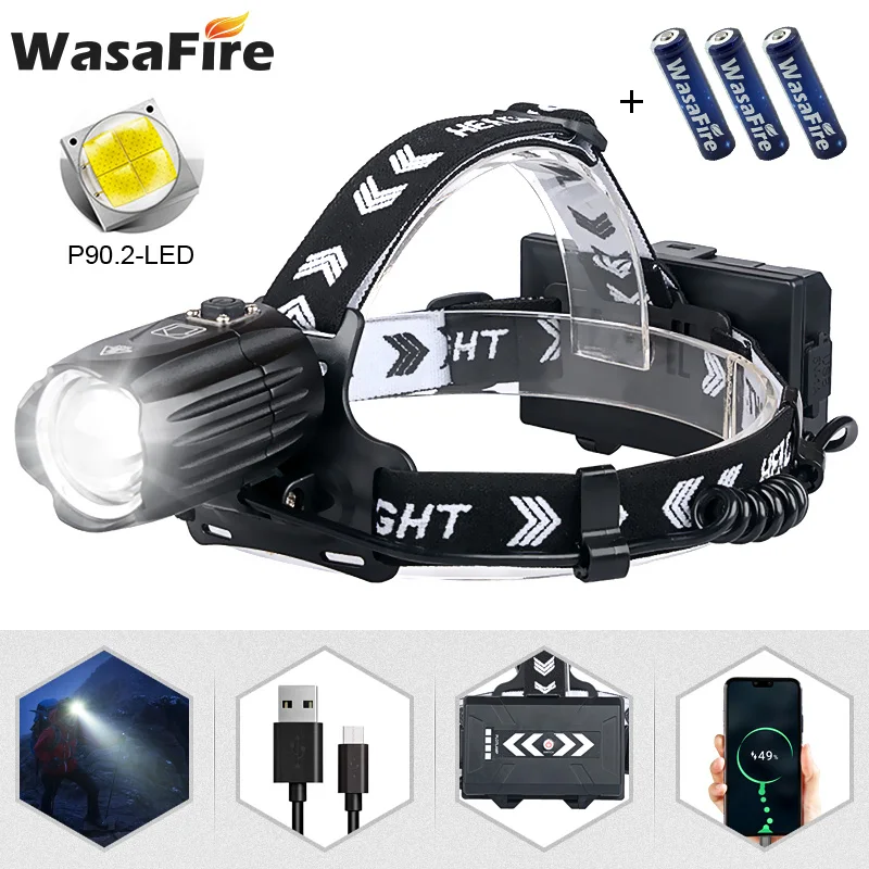 Wasafire New XHP90.2 Rechargeable Led Headlamp Waterproof 3-mode Head Torch Light Zoomable Head Lamp With 3*18650 Battery
Wasafire New XHP90.2 Rechargeable Led Headlamp Waterproof 3-mode Head Torch Light Zoomable Head Lamp With 3*18650 Battery
