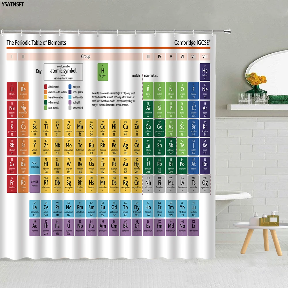 Periodic Table Of Elements Shower Curtain Children Chemistry Letters Pattern Bathroom Supplies Decor With Hooks Fabric Curtains
Periodic Table Of Elements Shower Curtain Children Chemistry Letters Pattern Bathroom Supplies Decor With Hooks Fabric Curtains