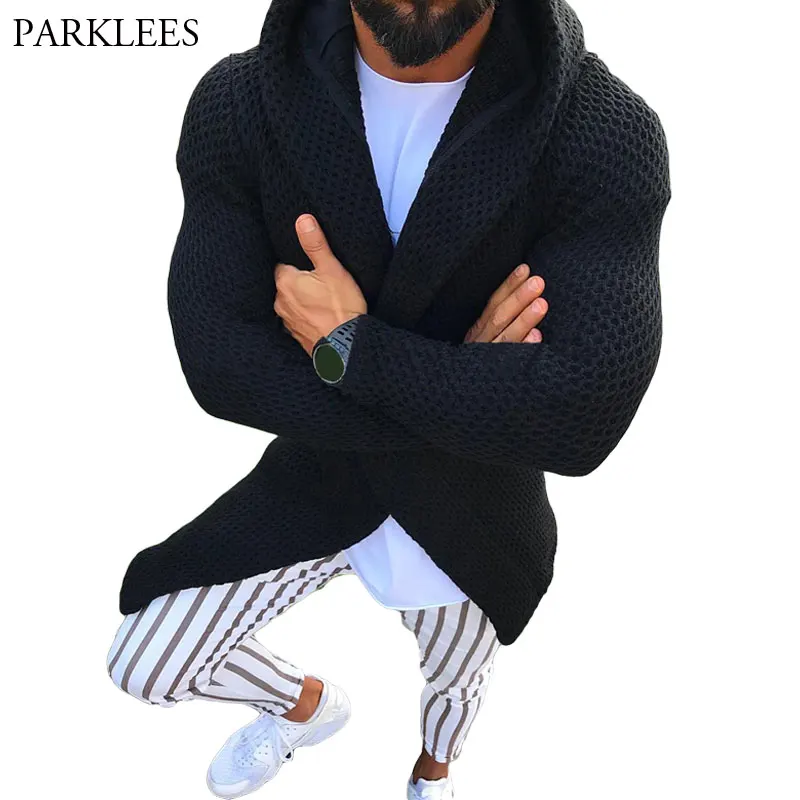 Knitted Cardigan Sweater Men Casual Male Outwear Long Coat Hooded Knitting Sweaters Open Front Mens Knitwear Pull Homme Black
Knitted Cardigan Sweater Men Casual Male Outwear Long Coat Hooded Knitting Sweaters Open Front Mens Knitwear Pull Homme Black