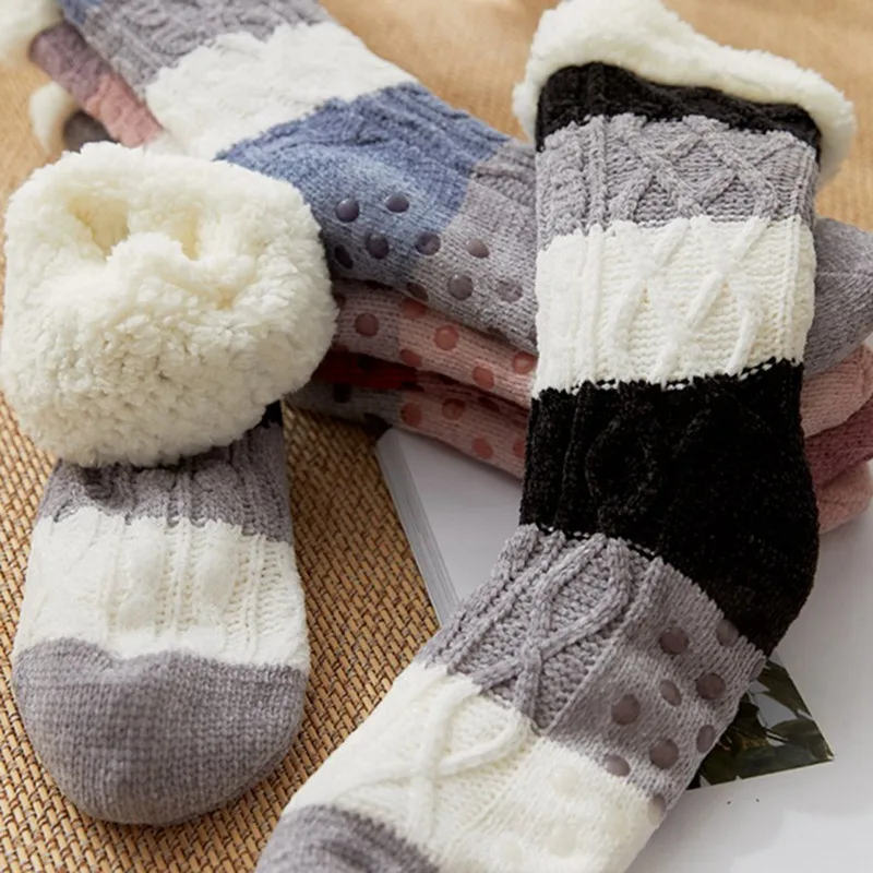 Thick Warm Sleep Socks Slippers Socks Thicken Women Girls Print Stripe Casual Non Slip Warm Winter Mid Tube Cute Socks
Thick Warm Sleep Socks Slippers Socks Thicken Women Girls Print Stripe Casual Non Slip Warm Winter Mid Tube Cute Socks