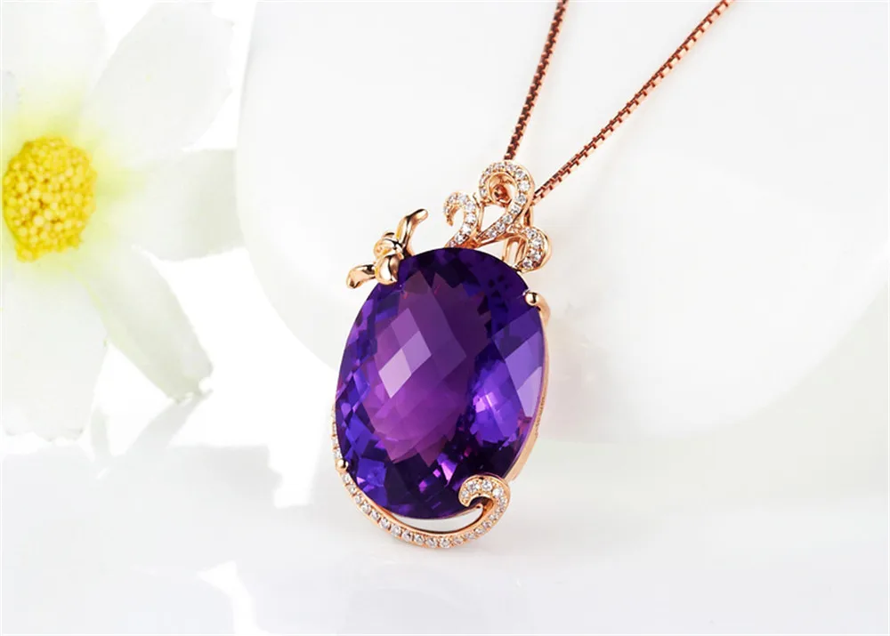 Big Amethyst Pendant Necklace For Women Purple Crystal Gemstone 18k Rose Gold Color Zircon Diamonds Luxury Jewelry Party Gift
Big Amethyst Pendant Necklace For Women Purple Crystal Gemstone 18k Rose Gold Color Zircon Diamonds Luxury Jewelry Party Gift