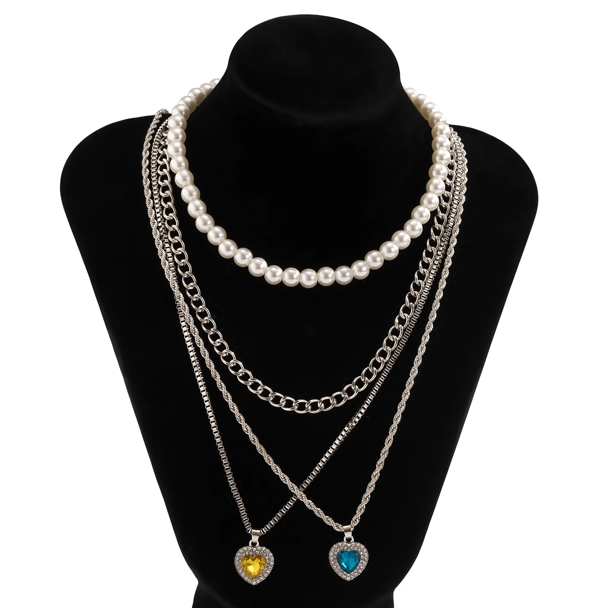 Fashion Multilayer Silver Color Metal Chain Heart Pendant Necklace Couple Hip Hop Geometric Pearl Choker Necklaces for Women Men
Fashion Multilayer Silver Color Metal Chain Heart Pendant Necklace Couple Hip Hop Geometric Pearl Choker Necklaces for Women Men