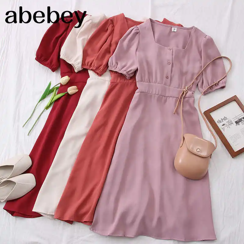 2021 New Summer Retro French square collar single breasted Dress high waist slim bandage Puff Sleeve Dress
2021 New Summer Retro French square collar single breasted Dress high waist slim bandage Puff Sleeve Dress