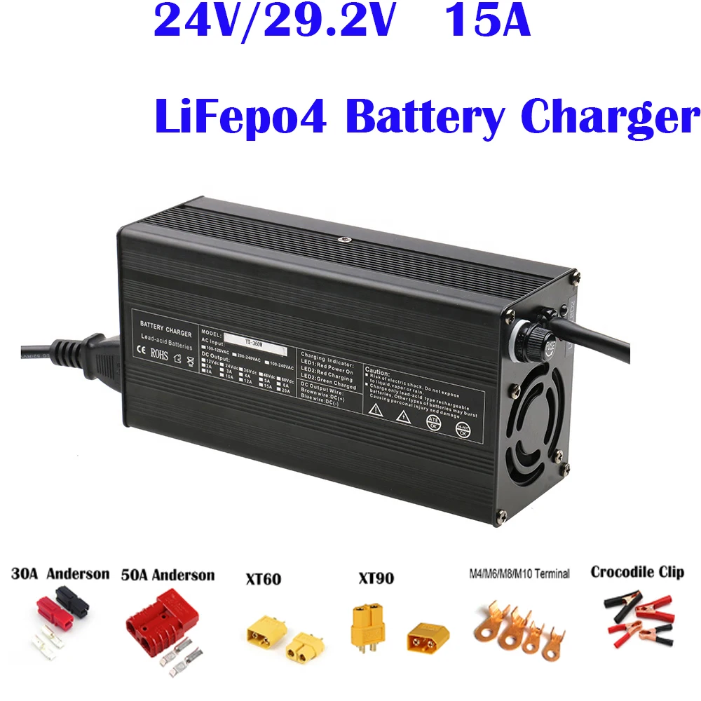 24V 15Amp Smart Automatic LiFepo4 Battery Charger For 29.2V Car Boat Lawn Mower Marine Scooter Wheelchair Motorcycle eBike
24V 15Amp Smart Automatic LiFepo4 Battery Charger For 29.2V Car Boat Lawn Mower Marine Scooter Wheelchair Motorcycle eBike