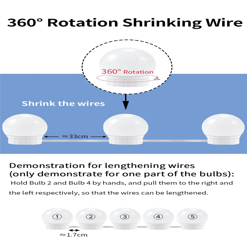 LED Makeup Mirror Light Bulb Hollywood Vanity Lights Stepless Dimmable Wall Lamp 6 10 14Bulbs Kit for Dressing Table Mirror Lamp
LED Makeup Mirror Light Bulb Hollywood Vanity Lights Stepless Dimmable Wall Lamp 6 10 14Bulbs Kit for Dressing Table Mirror Lamp