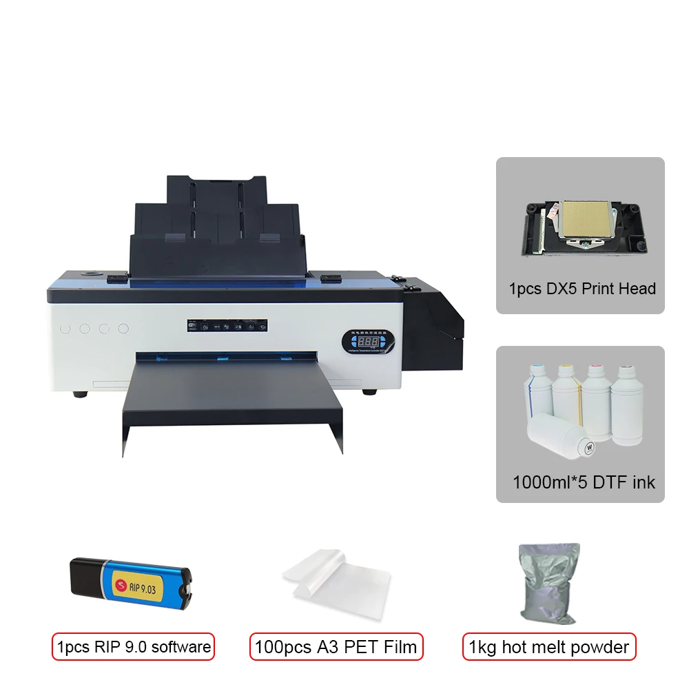 

A3 DTF Printer for Epson DX5 Directly Transfer Film T-Shirt Printer For Clothes Cap Heat Powder DTF PET Film Machine