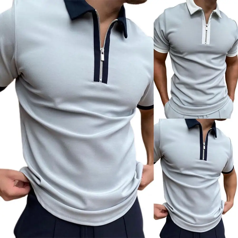 Men Shirt Color Matching Short Sleeves Lightweight Summer Zipper Male Tops Summer Casual Shirt Slim Grey Shirt Tees Plus Size
Men Shirt Color Matching Short Sleeves Lightweight Summer Zipper Male Tops Summer Casual Shirt Slim Grey Shirt Tees Plus Size