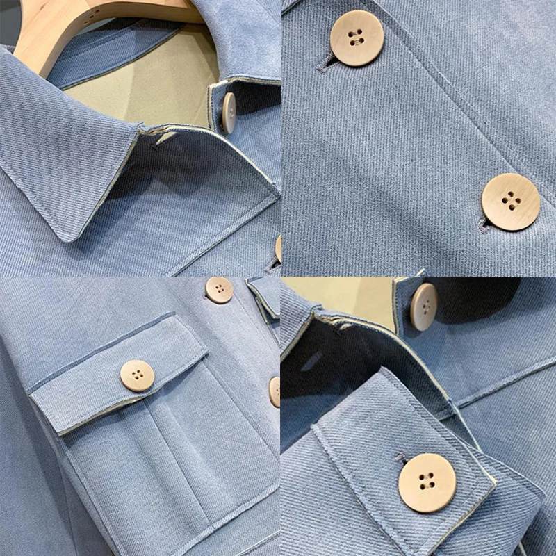 Casual Solid Turn-Down Collar Short Jacket Women Spring Fashion Casual Pocket Single Breasted Coat Korean High Quality Outerwear 
Casual Solid Turn-Down Collar Short Jacket Women Spring Fashion Casual Pocket Single Breasted Coat Korean High Quality Outerwear