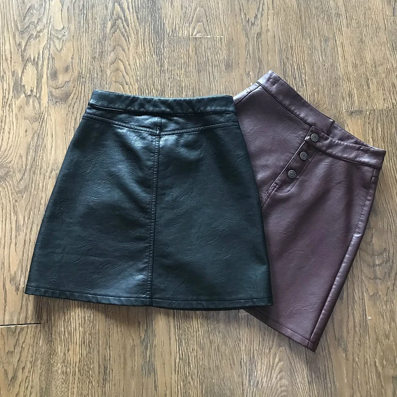 Women's Autumn Single-breasted Short PU Leather Skirts High Quality Faux Leather A-line Slim Mini Skirts Burgundy Black
Women's Autumn Single-breasted Short PU Leather Skirts High Quality Faux Leather A-line Slim Mini Skirts Burgundy Black