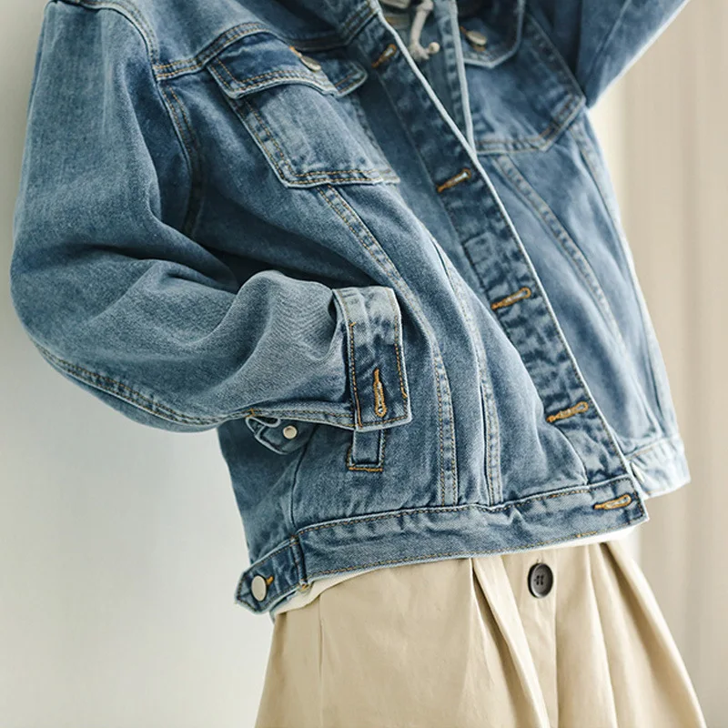 New 2020 Autumn/Winter Women Denim Jacket Outerwear Hooded High Street Fashionable Korean Style Wash Jeans Coat Fake Two Piece
New 2020 Autumn/Winter Women Denim Jacket Outerwear Hooded High Street Fashionable Korean Style Wash Jeans Coat Fake Two Piece