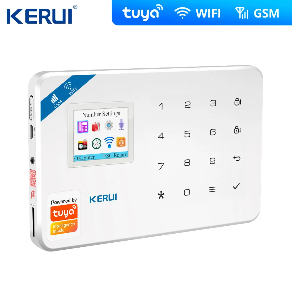 

2022 Kerui W18 Tuya Wifi Burglar Home Alarm GSM IOS Android APP Control Auto Dial LCD GSM SMS Burglar Alarm System For Home