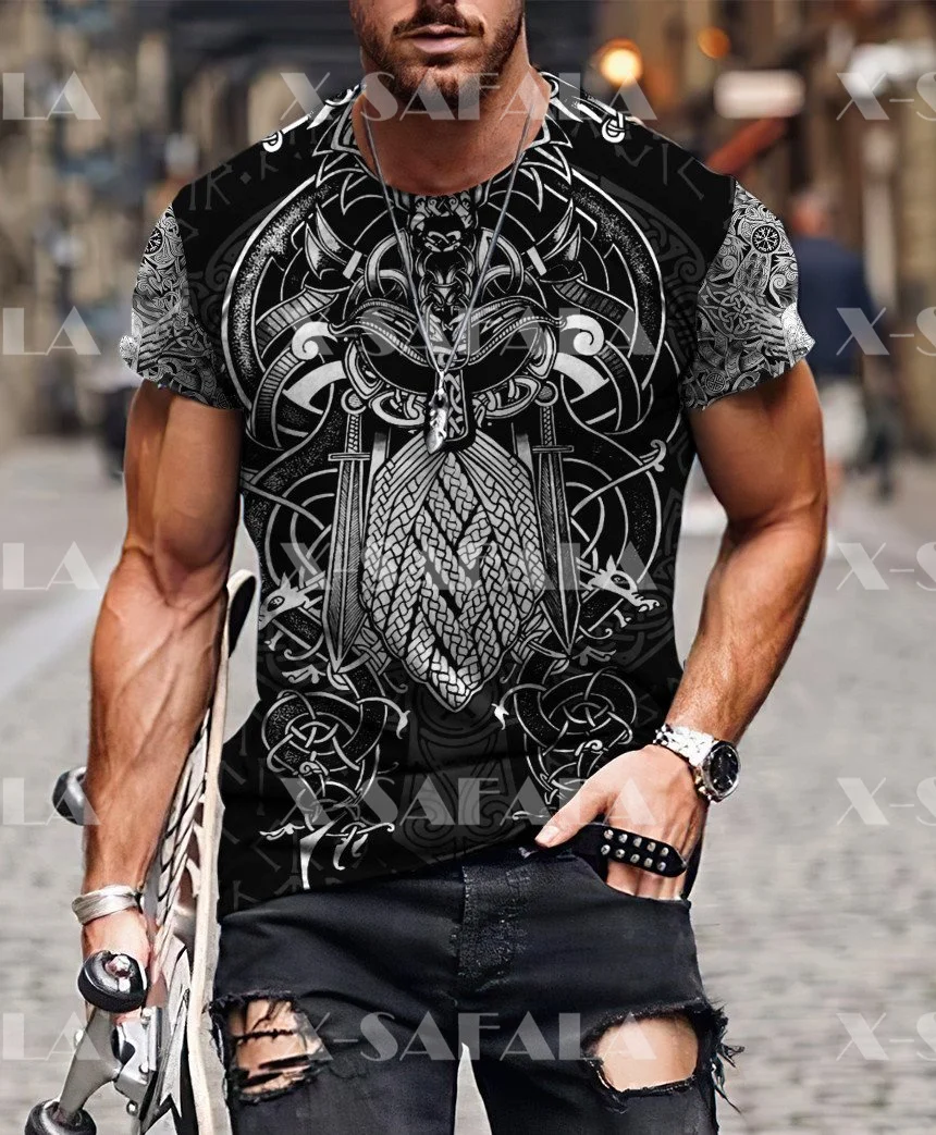 

Викинг один тату Ворон символ Броня 3D печать высокое качество молочное волокно футболка Летняя с круглым вырезом для мужчин женщин повседн...