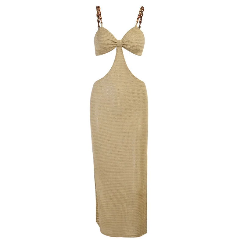Summer Suit For Women Beach Clothes Tunic Swimsuit Cover Up Chain Split Cut Out Dress 2021 Sexy Lifting Slim Suspender Skirt
Summer Suit For Women Beach Clothes Tunic Swimsuit Cover Up Chain Split Cut Out Dress 2021 Sexy Lifting Slim Suspender Skirt