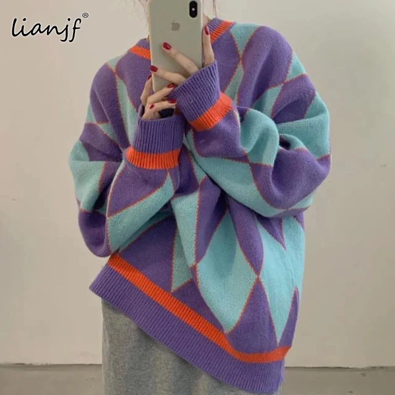 Vintage Sweaters Loose Lazy Korean Style Streetwear Casual Pullovers Women Autumn Winterknitted O-neck Long Sleeve Women Sweater
Vintage Sweaters Loose Lazy Korean Style Streetwear Casual Pullovers Women Autumn Winterknitted O-neck Long Sleeve Women Sweater