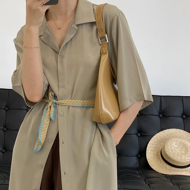 SISPELL Casual Long Blouse Shirts For Female Lapel Collar Long Sleeve Loose Pure Color Women's Shirt Fashion Streetwear 2021
SISPELL Casual Long Blouse Shirts For Female Lapel Collar Long Sleeve Loose Pure Color Women's Shirt Fashion Streetwear 2021
