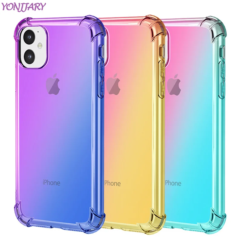 Модный Цветной чехол с градиентом для iPhone 11 Pro 6 7 8 Plus X XR XS Max мягкий тонкий