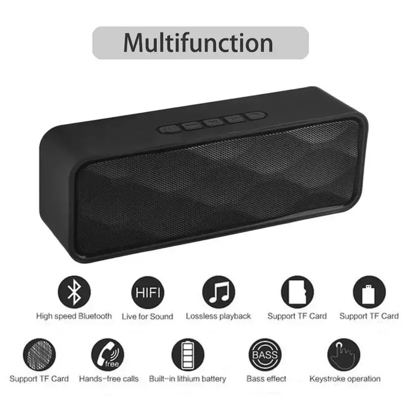 

Waterproof wireless bluetooth 5.0 dual speakers 6W subwoofer tandem speakers HiFi stereo hands-free call support TF/USB/radio
