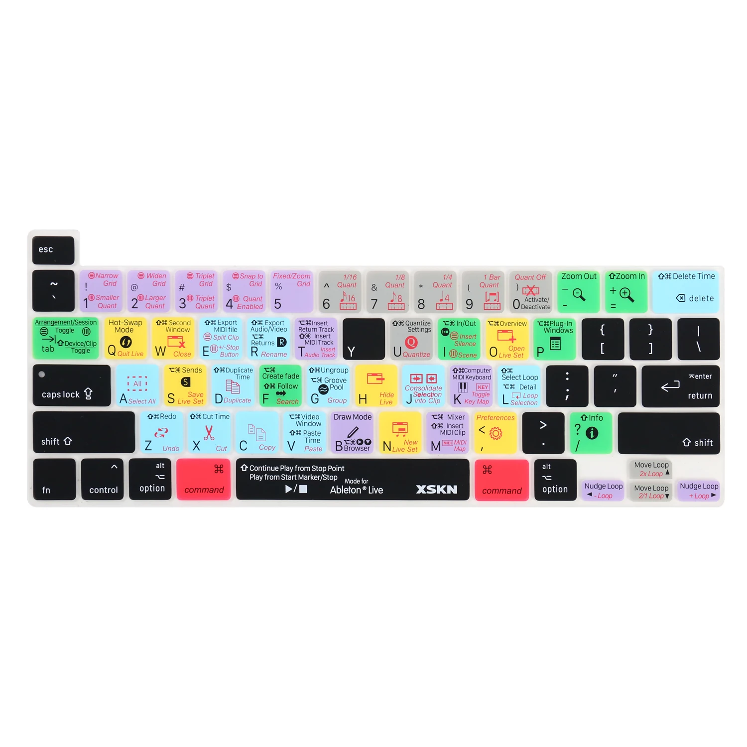 XSKN Ableton Live Shortcuts Keyboard Cover Skin for New MacBook Pro 13 inch with Touch Bar A2338 M1 A2251 A2289 US Version
XSKN Ableton Live Shortcuts Keyboard Cover Skin for New MacBook Pro 13 inch with Touch Bar A2338 M1 A2251 A2289 US Version