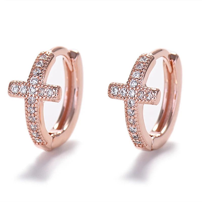 Dainty Silver Rose Gold Cross Hoop Earrings for Women Tiny Zircon Inlaid Female Wedding Anniversary Birthday Jewelry Gift
Dainty Silver Rose Gold Cross Hoop Earrings for Women Tiny Zircon Inlaid Female Wedding Anniversary Birthday Jewelry Gift