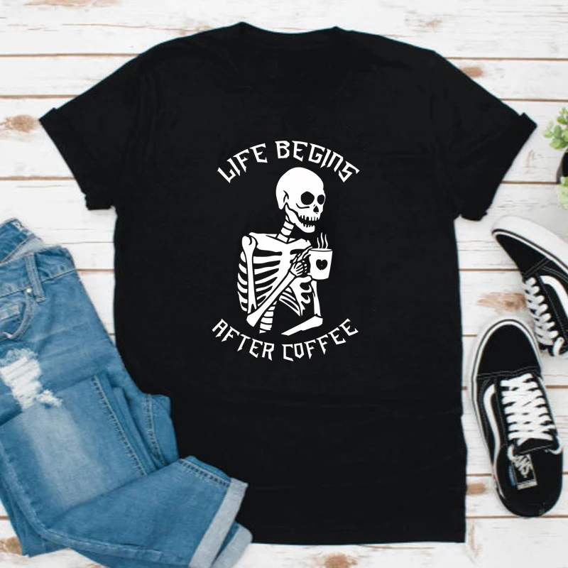 Life Begins After Coffee T-shirt Funny Skeleton Coffee Tshirt Camiseta Spooky Women Short Sleeve Graphic Hippie Top Tee Shirt
Life Begins After Coffee T-shirt Funny Skeleton Coffee Tshirt Camiseta Spooky Women Short Sleeve Graphic Hippie Top Tee Shirt