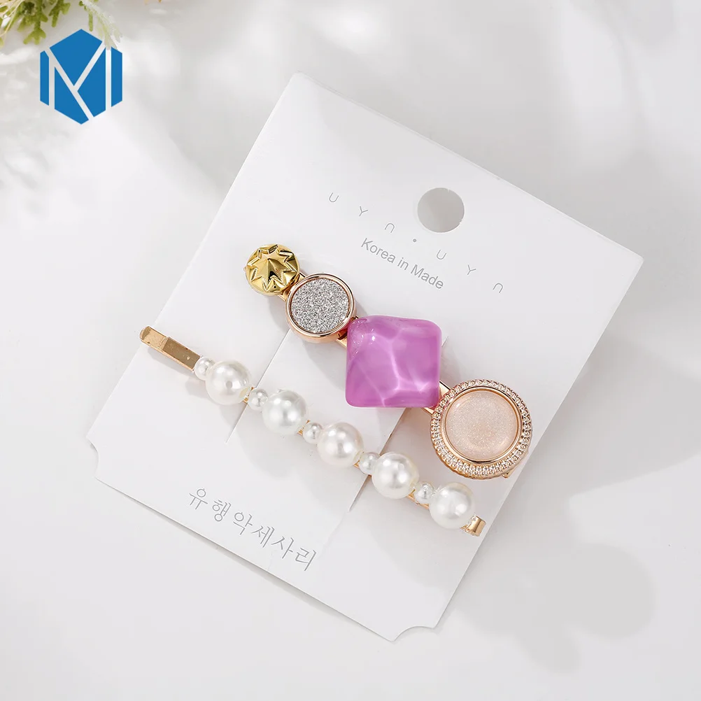 M MISM 2PCS INS Alloy Pearl Hair Clips Korean Gothic Crystal Barrettes BB Pins Hairpin for Women Girls Haarband Accessories | Аксессуары