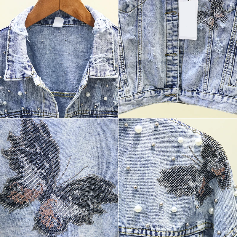 2020 Spring Autumn New Beading Denim Jacket Women Long Sleeve Pearls Butterfly Diamonds Coats Short Jeans Jacket Female P731
2020 Spring Autumn New Beading Denim Jacket Women Long Sleeve Pearls Butterfly Diamonds Coats Short Jeans Jacket Female P731