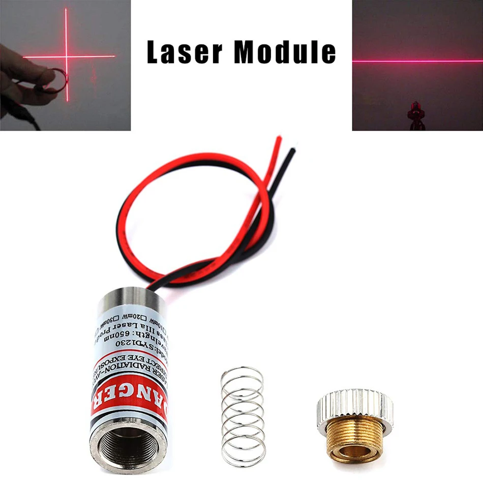 

Adjustable Beam 650nm 5mW Red Point / Line / Cross Laser Module Head Glass Lens Focusable Industrial Class 3-5V
