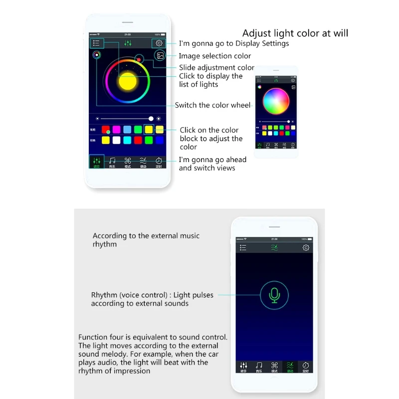 4PCS Car LED Strips Interior Floor Atmosphere Light RGB Phone APP RF Control 
4PCS Car LED Strips Interior Floor Atmosphere Light RGB Phone APP RF Control