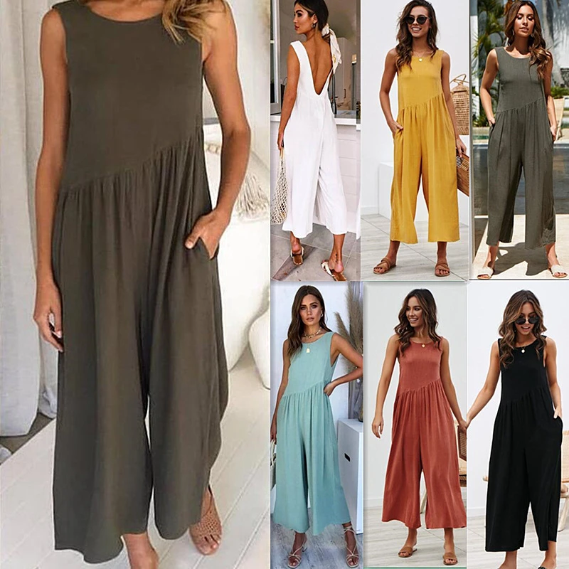 Wide Leg Pants Jumpsuit Women Elegant Sexy Sleeveless Backless Casual Loose Rompers One Piece Playsuit Outfits Combinaison Femme
Wide Leg Pants Jumpsuit Women Elegant Sexy Sleeveless Backless Casual Loose Rompers One Piece Playsuit Outfits Combinaison Femme