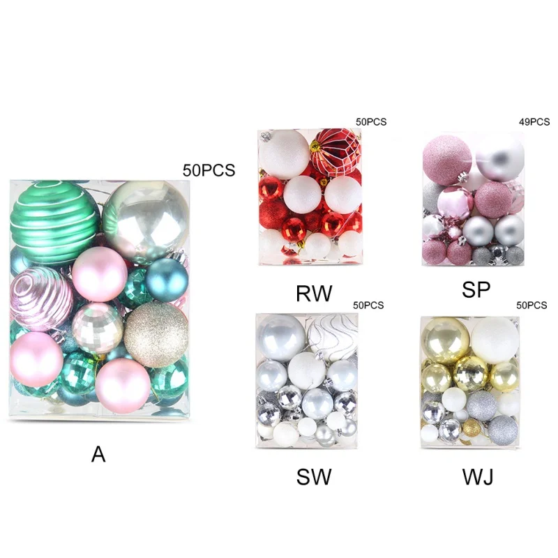 50Pcs Round Ball Christmas Hanging Decoration Plastic Ball Xmas Tree Festival Party Decoration Supplies
50Pcs Round Ball Christmas Hanging Decoration Plastic Ball Xmas Tree Festival Party Decoration Supplies