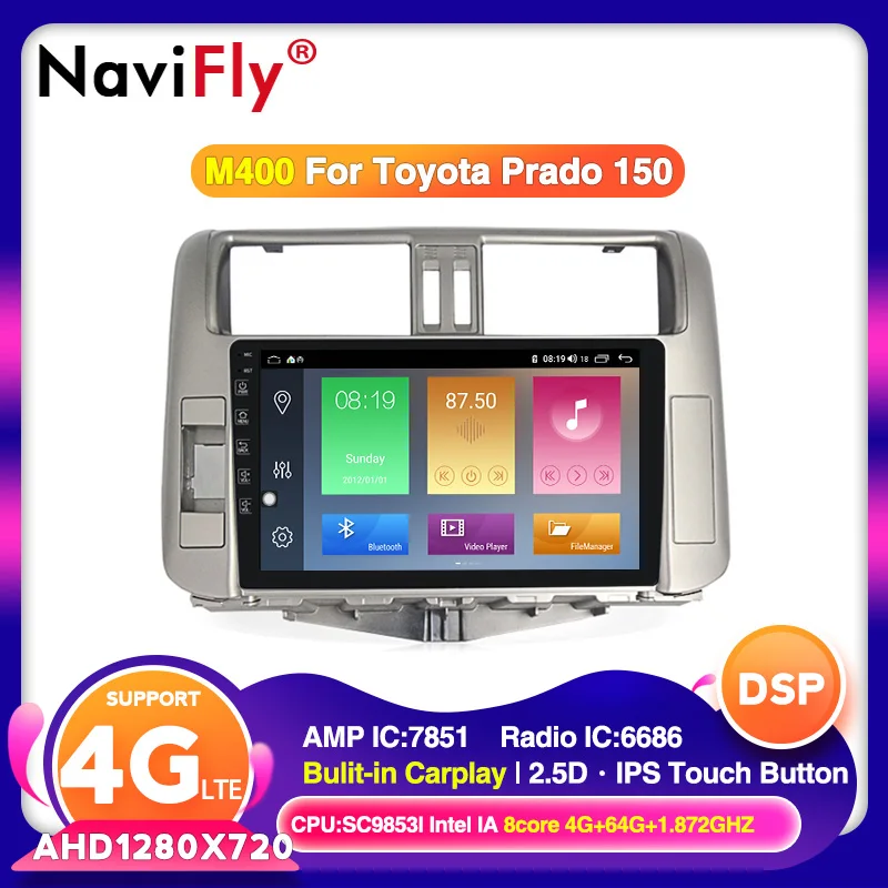 NaviFly для Toyota Land Cruiser Prado 150 2009 - 2013 Автомобильный мультимедийный плеер Android 10 0 радио