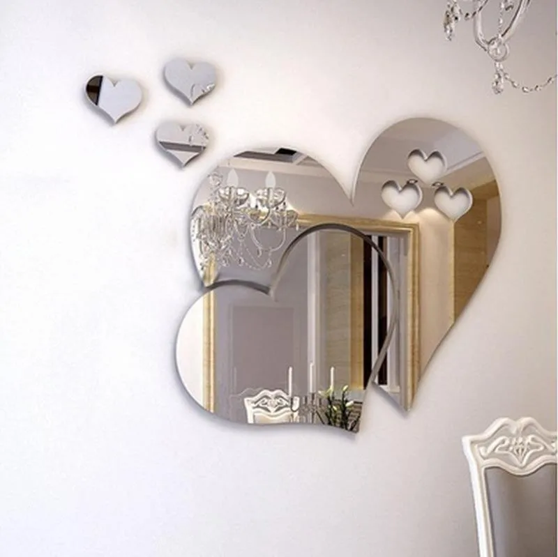 Фото 3D зеркало любовь сердца наклейки на стену Наклейка DIY настенные для Гостиная(Aliexpress на русском)