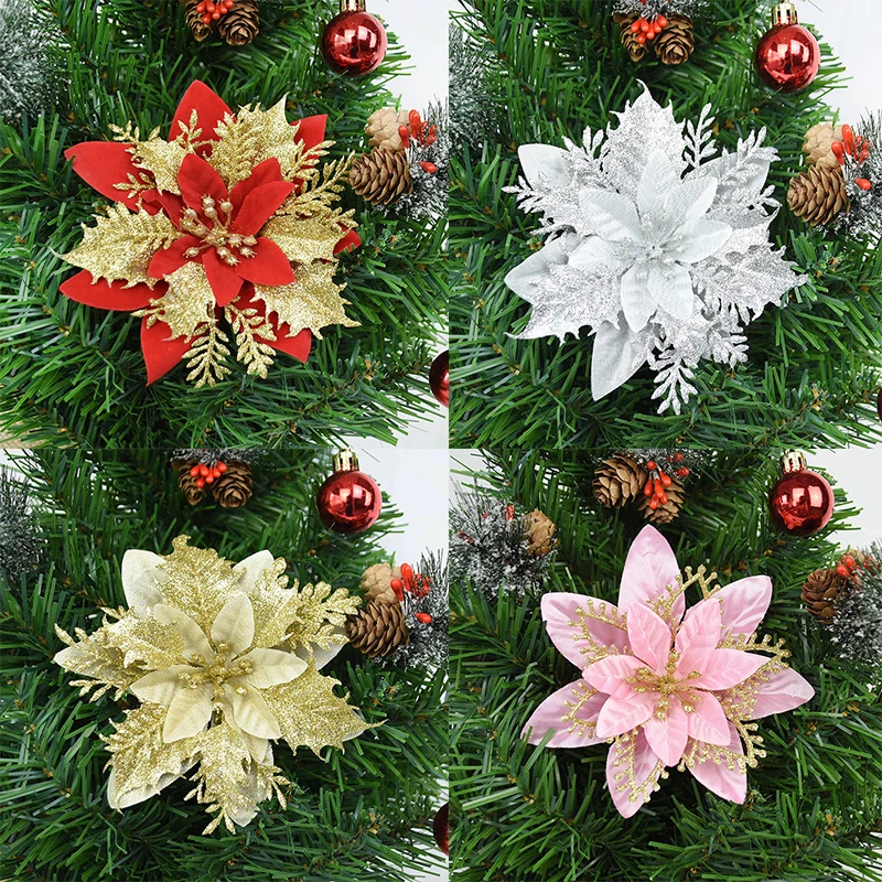 10/12/13/14/16cm Christmas Artificial Flowers Glitter Fake Floral Christmas Tree Decorations DIY Wreath Holiday Party Ornament
10/12/13/14/16cm Christmas Artificial Flowers Glitter Fake Floral Christmas Tree Decorations DIY Wreath Holiday Party Ornament