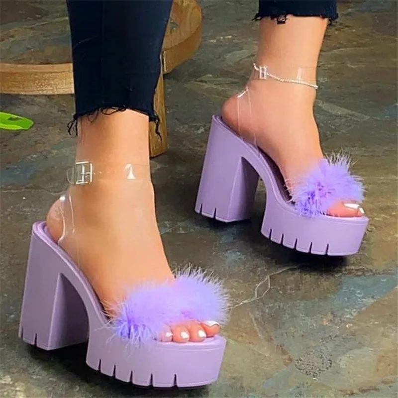 Women Fur Sandals Woman Plush Transparent High Heels Summer 2021 Ladies Casual Women's Buckle Footwear Female Shoes Plus Size 43
Women Fur Sandals Woman Plush Transparent High Heels Summer 2021 Ladies Casual Women's Buckle Footwear Female Shoes Plus Size 43